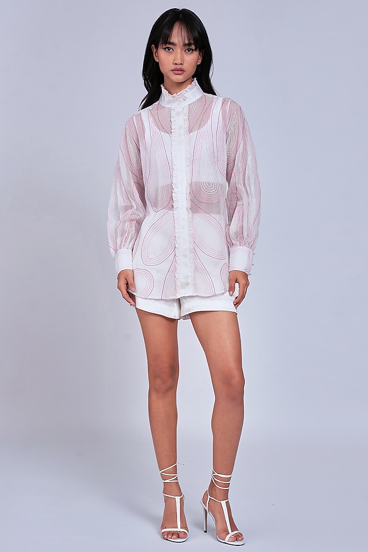 White Embroidered Shirt by World Of Ra