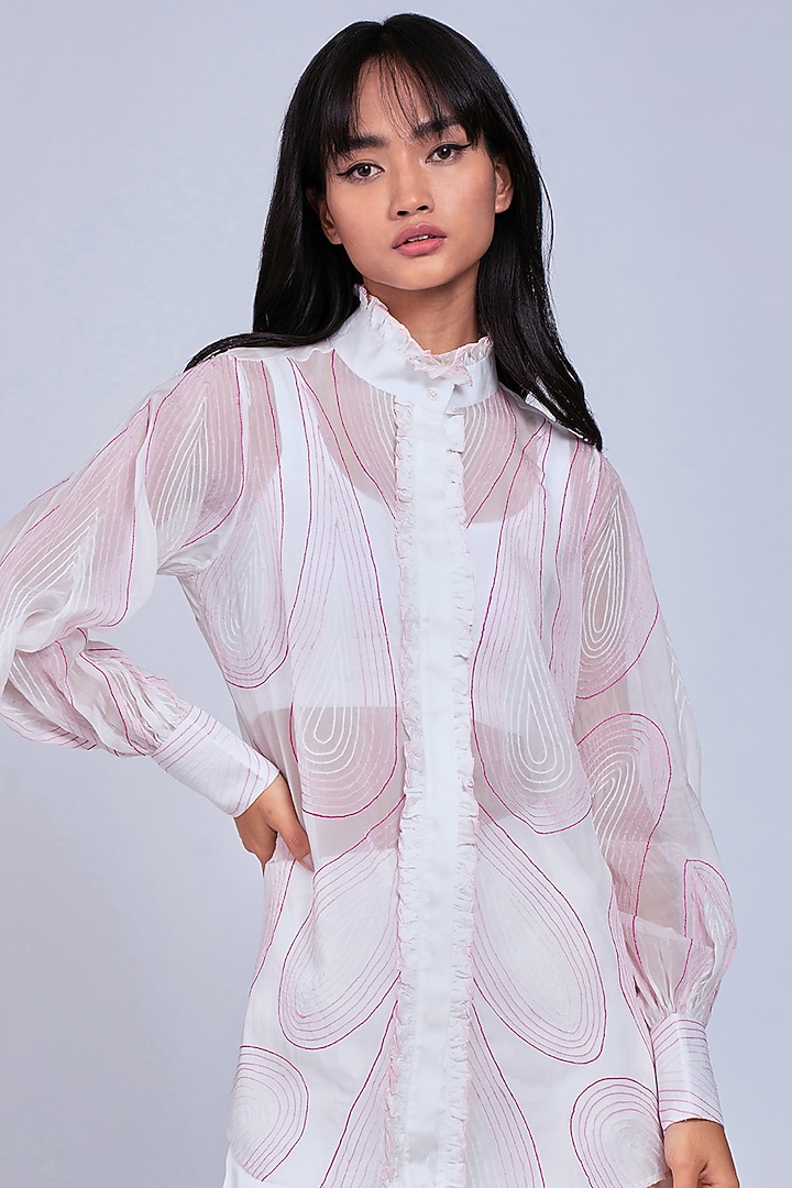 White Embroidered Shirt by World Of Ra at Pernia's Pop Up Shop