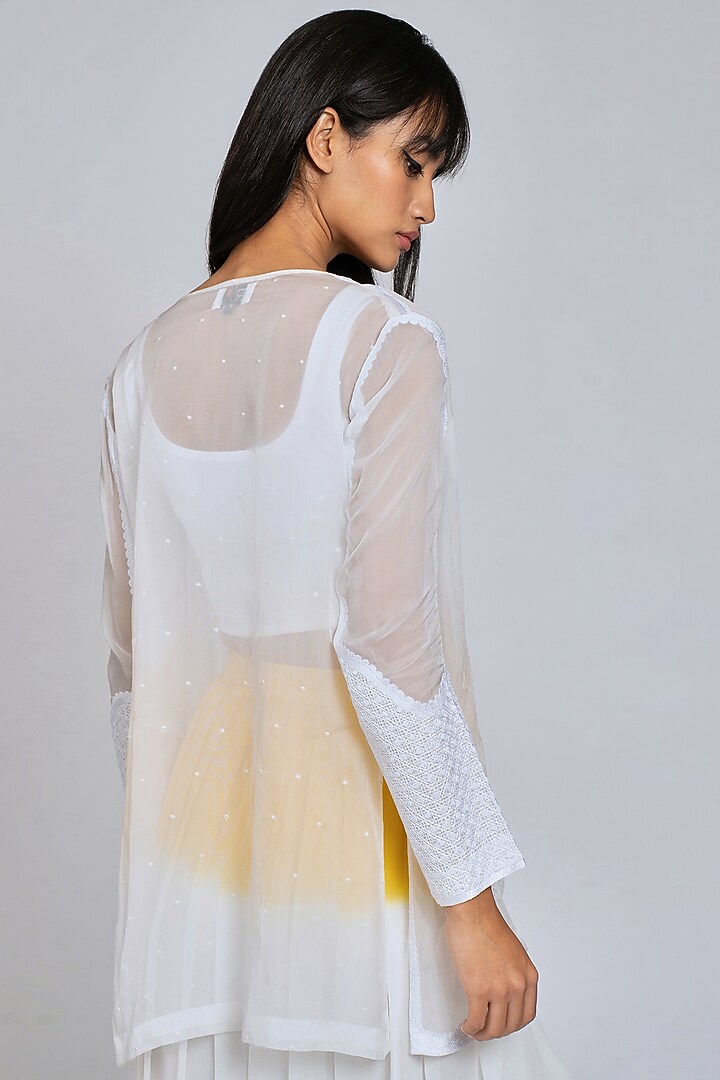 White Organza Sheer Blazer by World Of Ra at Pernia's Pop Up Shop