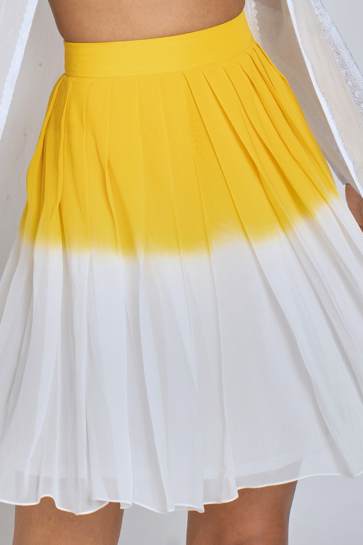 Zara yellow shop pleated ombre skirt