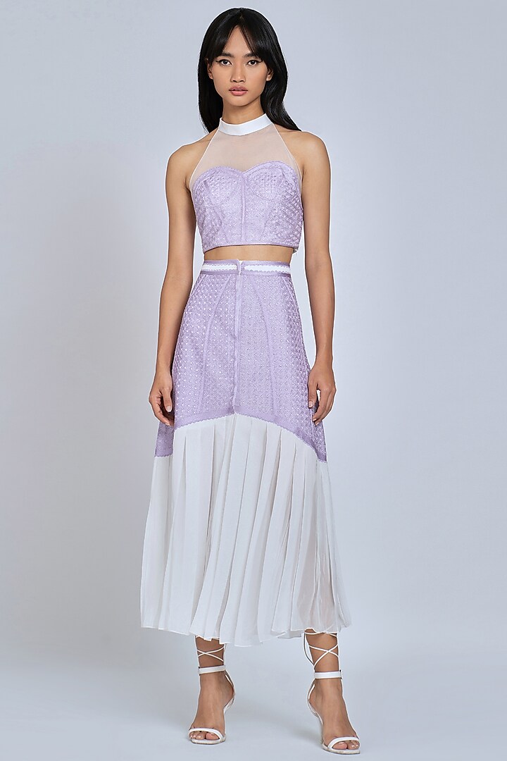 Lilac Hand Embroidered Top by World Of Ra
