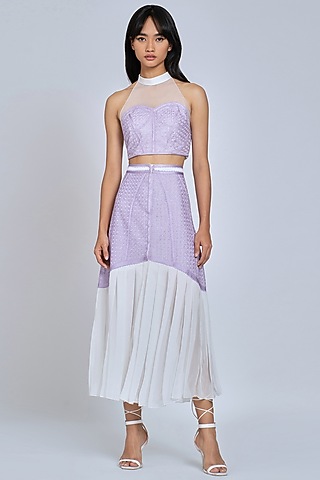 Lilac Hand Embroidered Top by World Of Ra