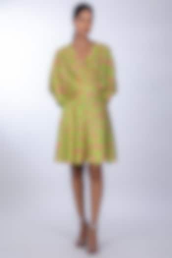 Olive Green Cupro Satin Kaftan Summer Dress by World Of Ra at Pernia's Pop Up Shop