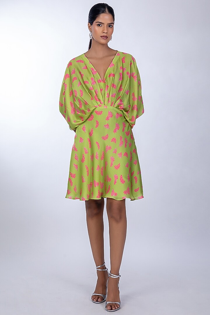 Olive Green Cupro Satin Kaftan Summer Dress by World Of Ra at Pernia's Pop Up Shop