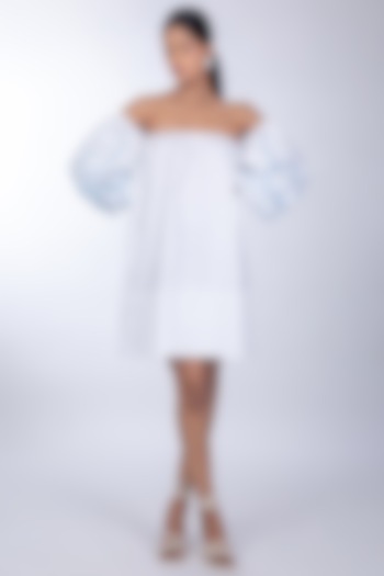 White Cotton Satin Off-Shoulder Dress by World Of Ra at Pernia's Pop Up Shop