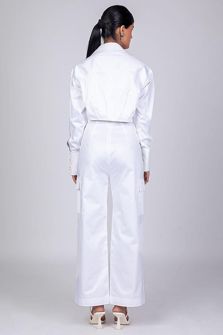 White Cotton Satin Pant Set by World Of Ra at Pernia's Pop Up Shop