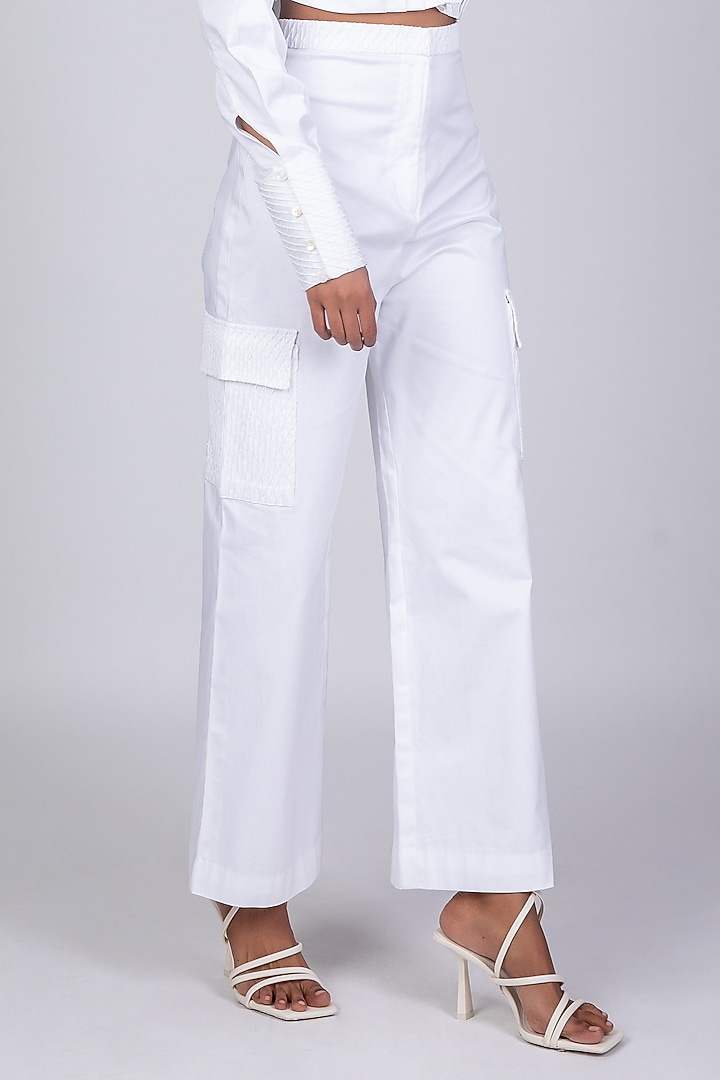 White Cotton Satin Pant Set by World Of Ra at Pernia's Pop Up Shop