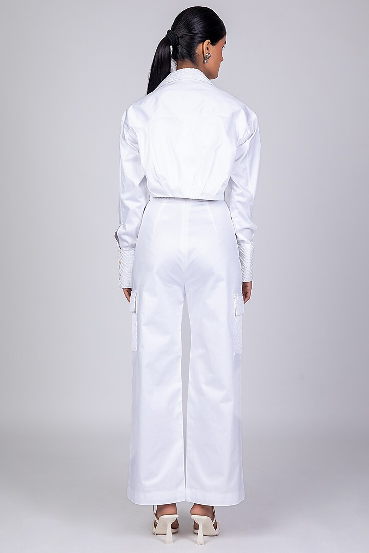 White Cotton Satin Pintuck Shirt by World Of Ra at Pernia's Pop Up Shop