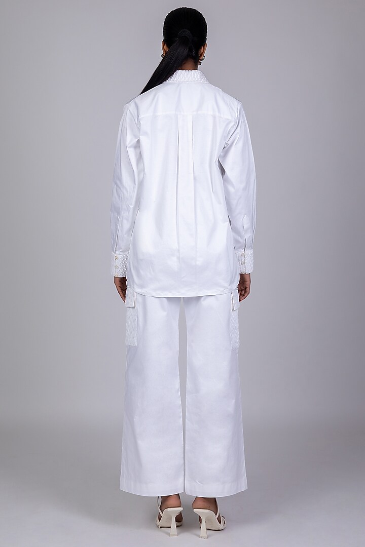 White Cotton Satin Pant Set by World Of Ra at Pernia's Pop Up Shop