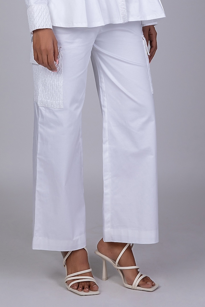 White Cotton Satin Pant Set by World Of Ra at Pernia's Pop Up Shop