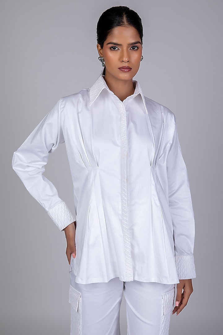 White Cotton Satin Pant Set by World Of Ra at Pernia's Pop Up Shop
