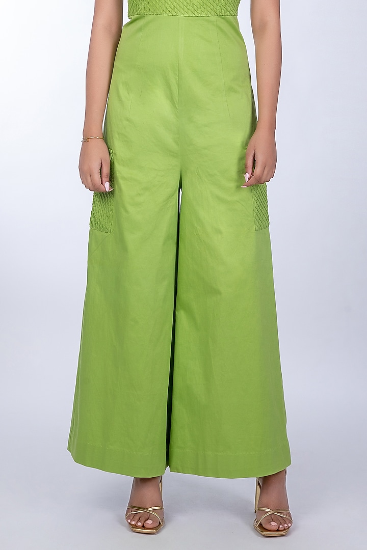 Green Cotton Satin Jumpsuit by World Of Ra at Pernia's Pop Up Shop