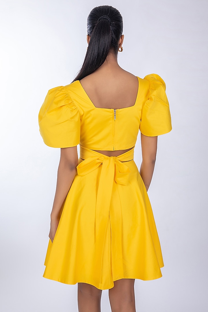 Yellow Cotton Satin Summer Dress by World Of Ra at Pernia's Pop Up Shop