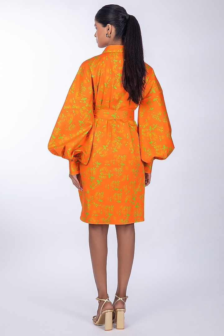 Orange Cotton Satin Summer Dress by World Of Ra at Pernia's Pop Up Shop