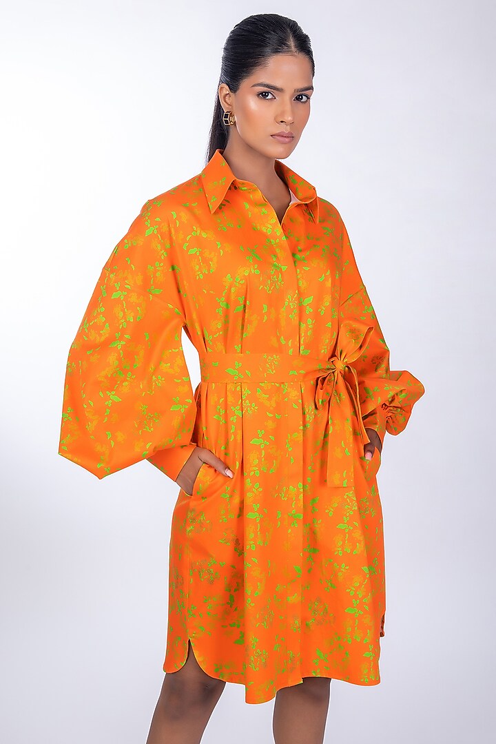 Orange Cotton Satin Summer Dress by World Of Ra at Pernia's Pop Up Shop