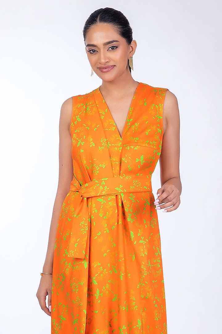 Orange Cotton Satin Wrapped Vacation Dress by World Of Ra at Pernia's Pop Up Shop