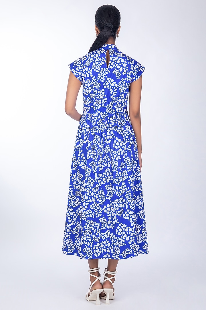Blue Cotton Satin Summer Dress by World Of Ra at Pernia's Pop Up Shop