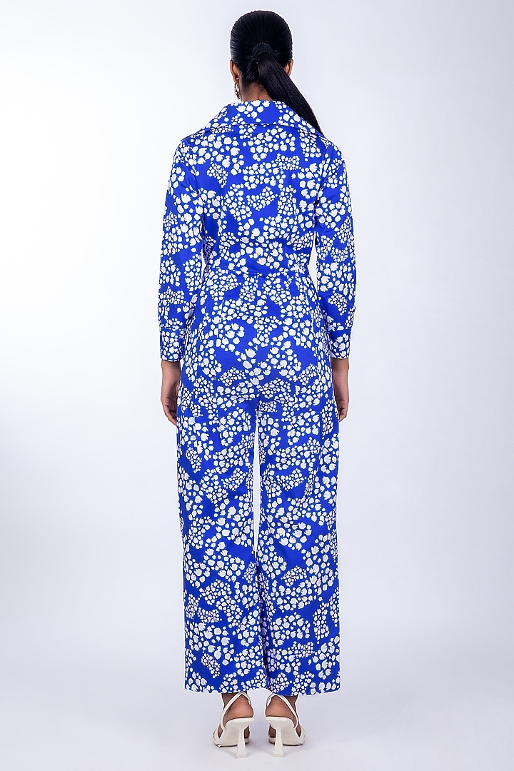 Blue Cotton Satin Jumpsuit by World Of Ra at Pernia's Pop Up Shop