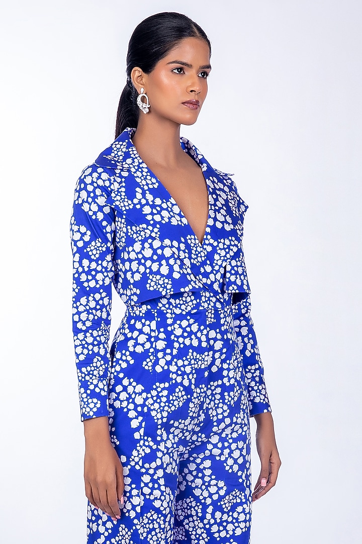 Blue Cotton Satin Jumpsuit by World Of Ra at Pernia's Pop Up Shop