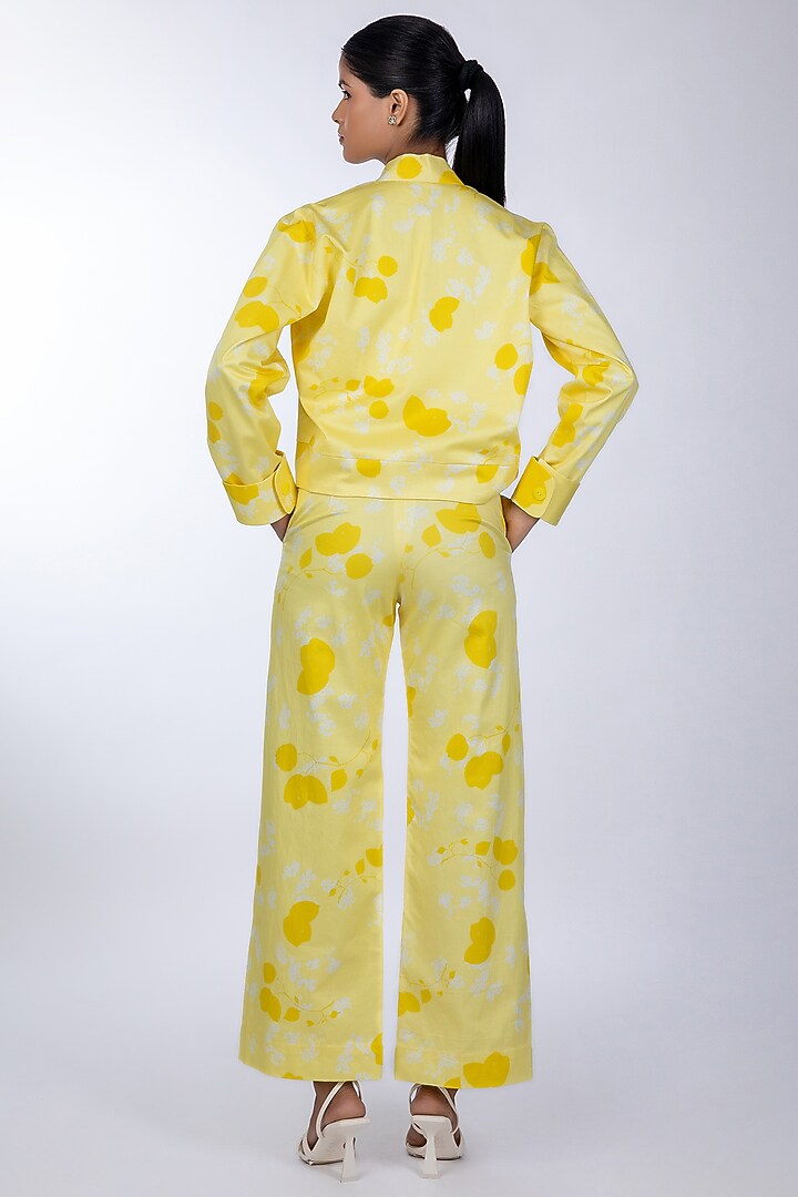 Yellow Cotton Satin Pant Set by World Of Ra at Pernia's Pop Up Shop