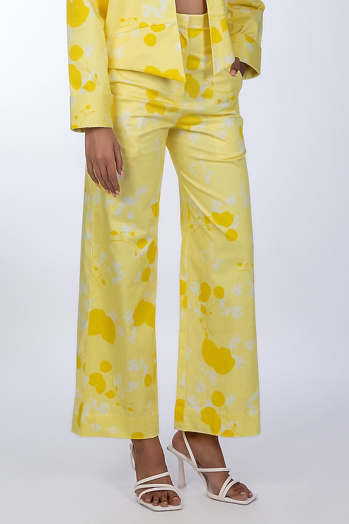 Yellow Cotton Satin Pant Set by World Of Ra at Pernia's Pop Up Shop