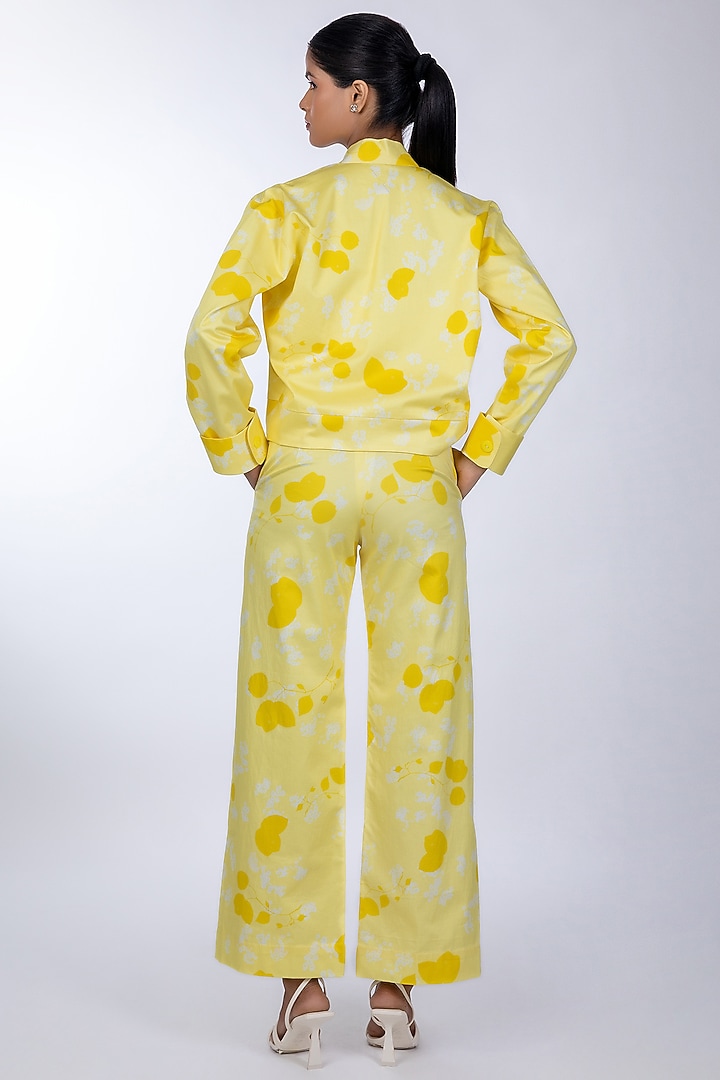 Yellow Cotton Satin Blazer by World Of Ra at Pernia's Pop Up Shop