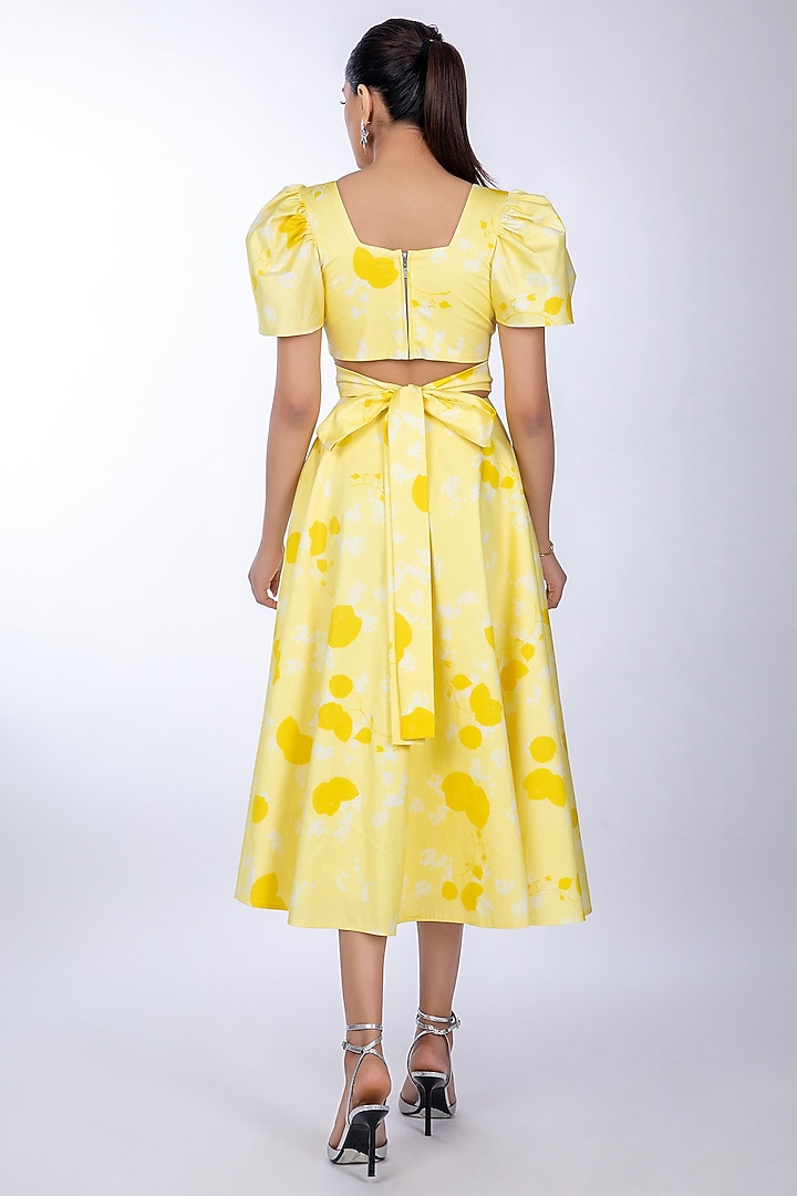 Yellow Cotton Satin Vacation Dress by World Of Ra at Pernia's Pop Up Shop