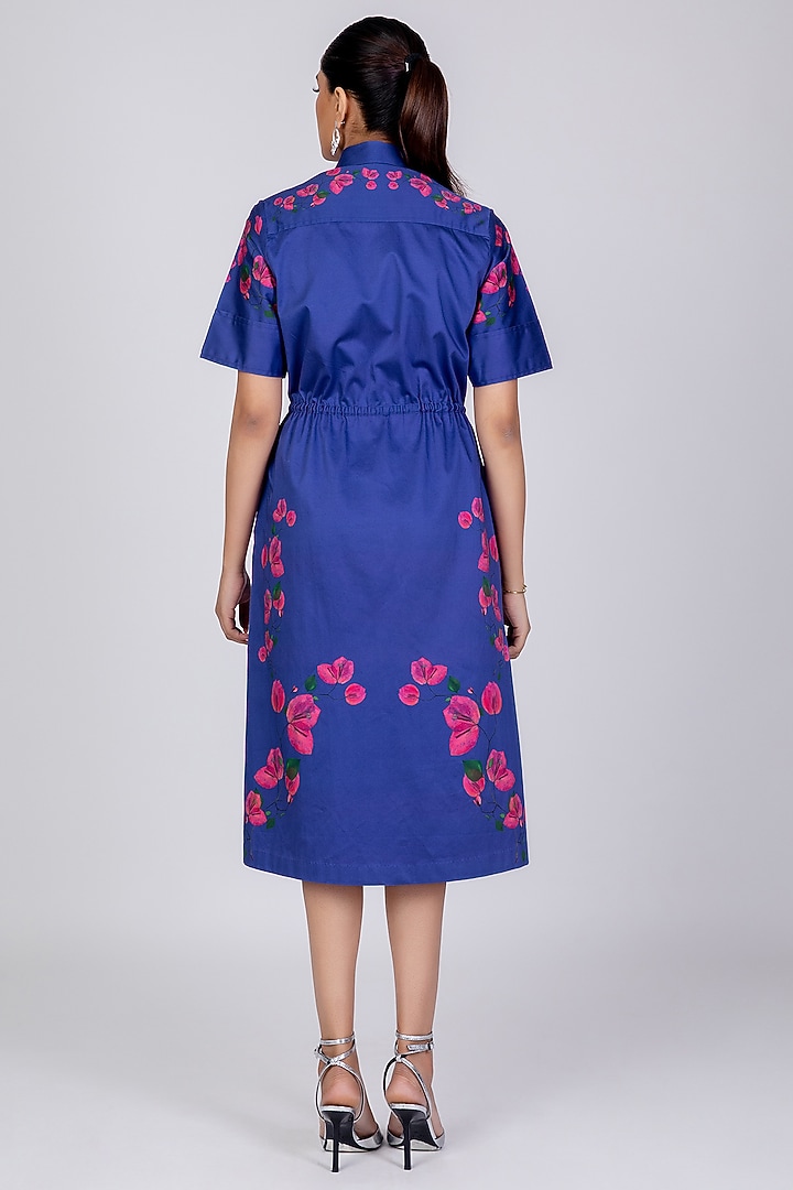 Blue Cotton Satin Summer Dress by World Of Ra at Pernia's Pop Up Shop