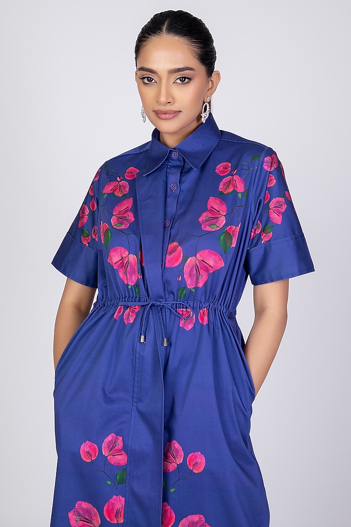 Blue Cotton Satin Summer Dress by World Of Ra at Pernia's Pop Up Shop