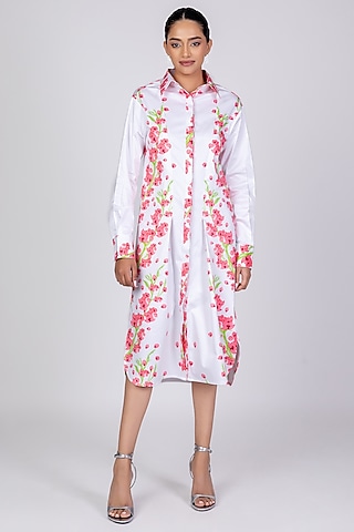 White Cotton Satin Dress by World Of Ra