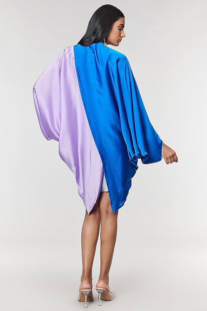 Blue & Lilac Half n Half Fringe Yoke Vacation Dress by Amit Aggarwal X Wendell Rodricks at Pernia's Pop Up Shop