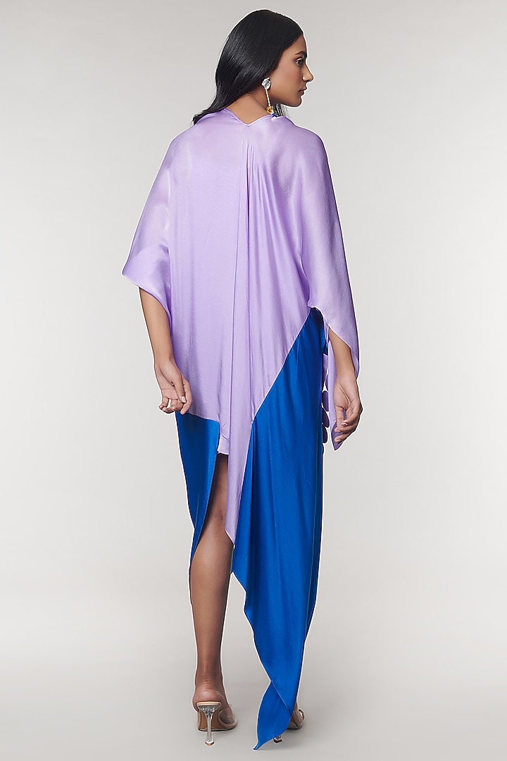 Lilac & Blue Scalloped Detailed Draped Sash Vacation Dress by Amit Aggarwal X Wendell Rodricks at Pernia's Pop Up Shop
