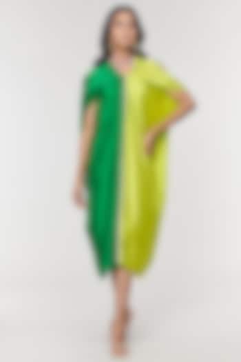 Green & Neon Half n Half Ring Dress by Amit Aggarwal X Wendell Rodricks