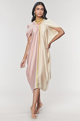 Blush & Champagne Half n Half Ring Dress by Amit Aggarwal X Wendell Rodricks