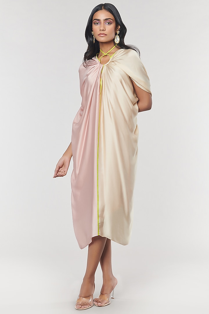 Blush & Champagne Half n Half Ring Vacation Dress by Amit Aggarwal X Wendell Rodricks at Pernia's Pop Up Shop