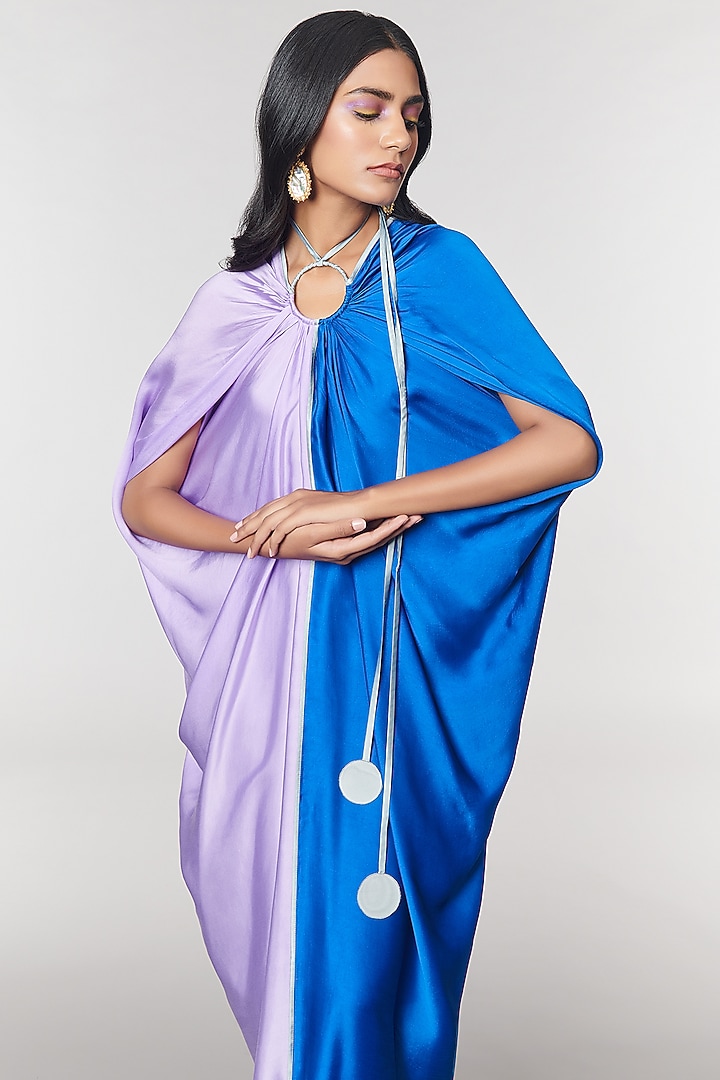 Lilac & Blue Half n Half Ring Vacation Dress by Amit Aggarwal X Wendell Rodricks at Pernia's Pop Up Shop