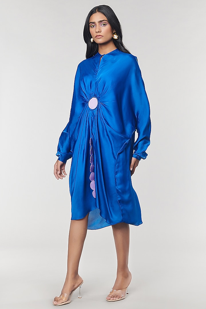 Blue Scalloped Detailed Kaftan Ring Vacation Dress by Amit Aggarwal X Wendell Rodricks at Pernia's Pop Up Shop