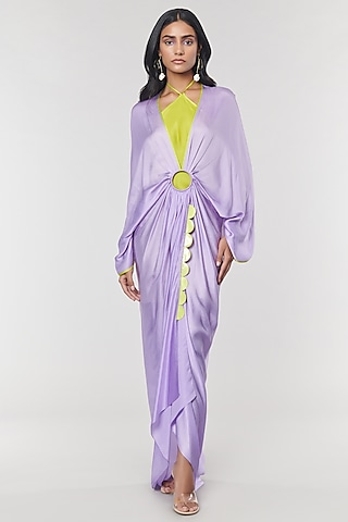 Lilac Scalloped Detailed Ring Gown by Amit Aggarwal X Wendell Rodricks
