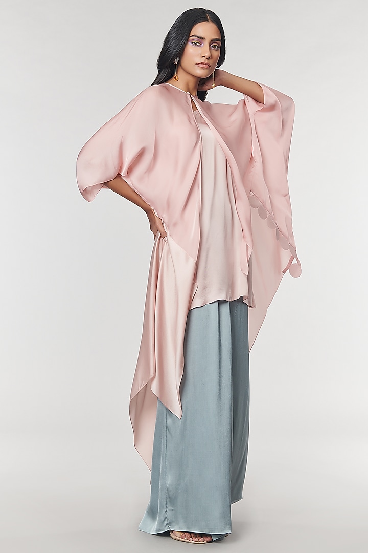 Blush Scalloped Detailed Asymmetrical Cape Top by Amit Aggarwal X Wendell Rodricks at Pernia's Pop Up Shop