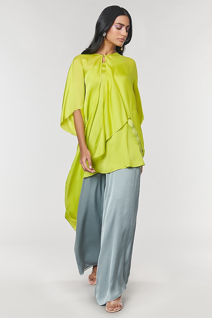 Neon Scalloped Detailed Asymmetrical Cape Top by Amit Aggarwal X Wendell Rodricks at Pernia's Pop Up Shop