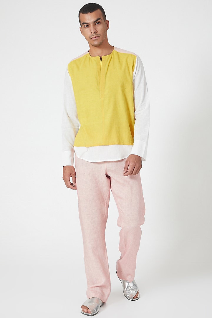 Pink Linen Pants by Wendell Rodricks Men