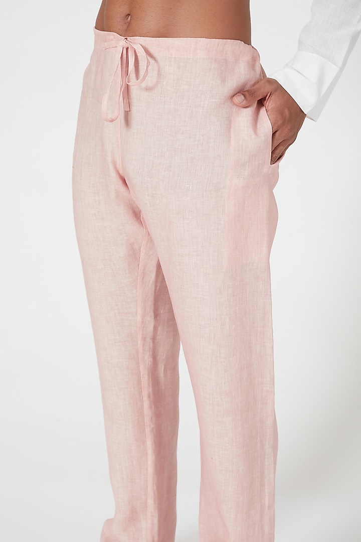 Pink Linen Pants by Wendell Rodricks Men at Pernia's Pop Up Shop