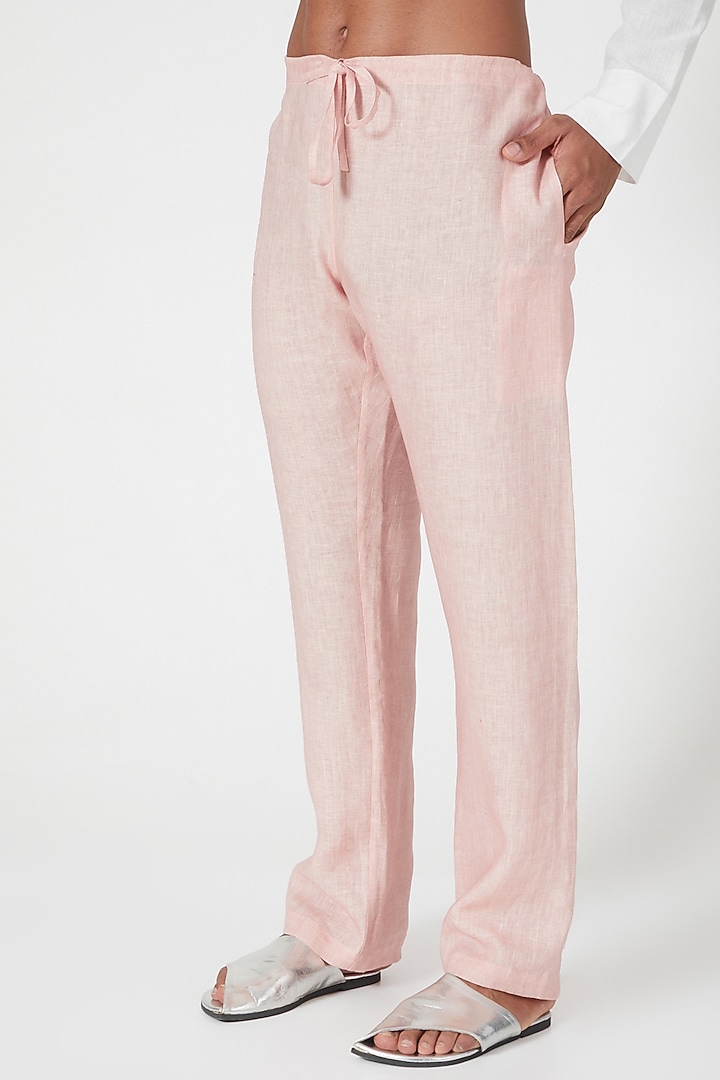 Pink Linen Pants by Wendell Rodricks Men at Pernia's Pop Up Shop
