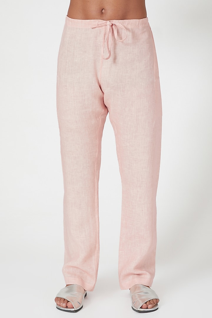 Pink Linen Pants by Wendell Rodricks Men at Pernia's Pop Up Shop