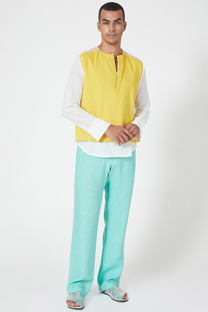 Mint Linen Pants by Wendell Rodricks Men