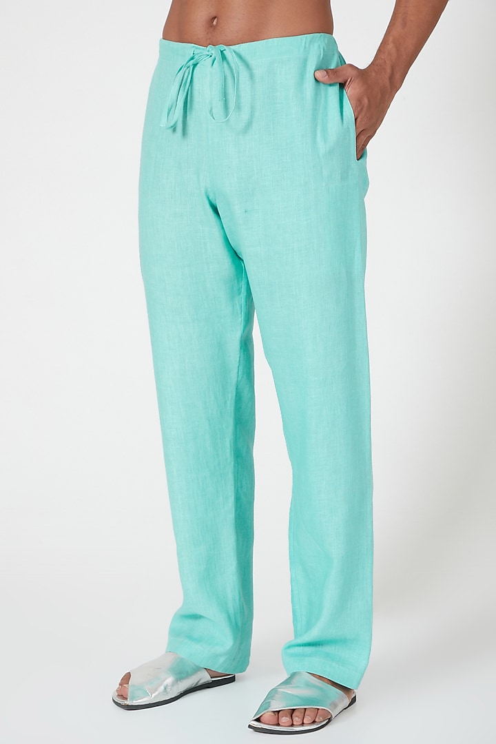 Mint Linen Pants by Wendell Rodricks Men at Pernia's Pop Up Shop