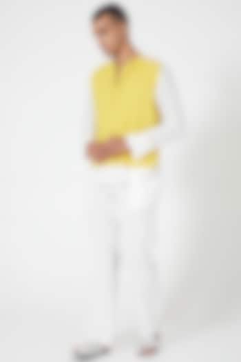 White Linen Pants by Wendell Rodricks Men at Pernia's Pop Up Shop