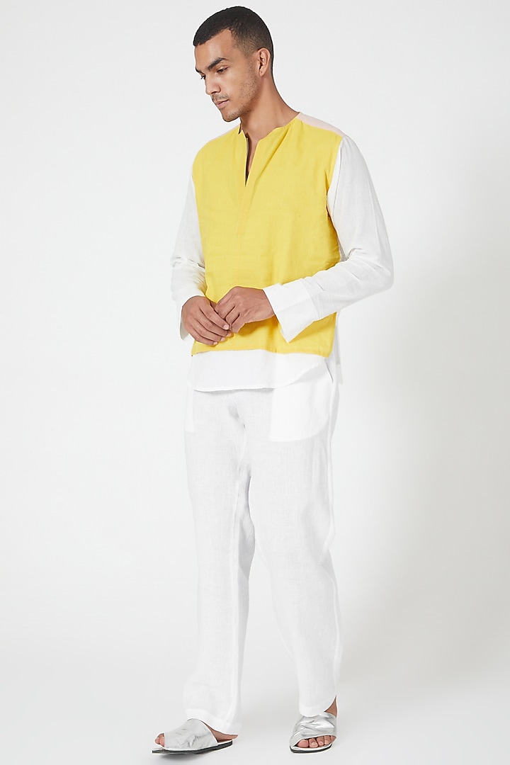 White Linen Pants by Wendell Rodricks Men at Pernia's Pop Up Shop