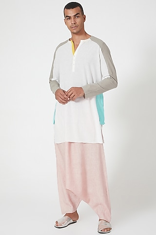Pink Low-Crotch Dhoti Pants by Wendell Rodricks Men