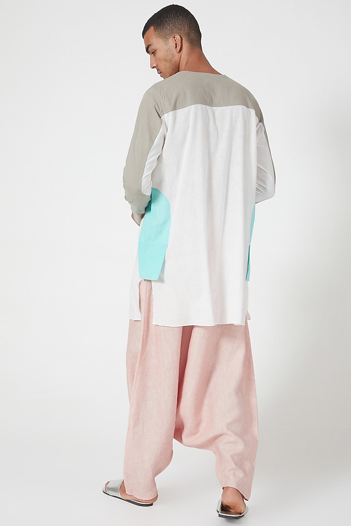 Pink Low-Crotch Dhoti Pants by Wendell Rodricks Men at Pernia's Pop Up Shop